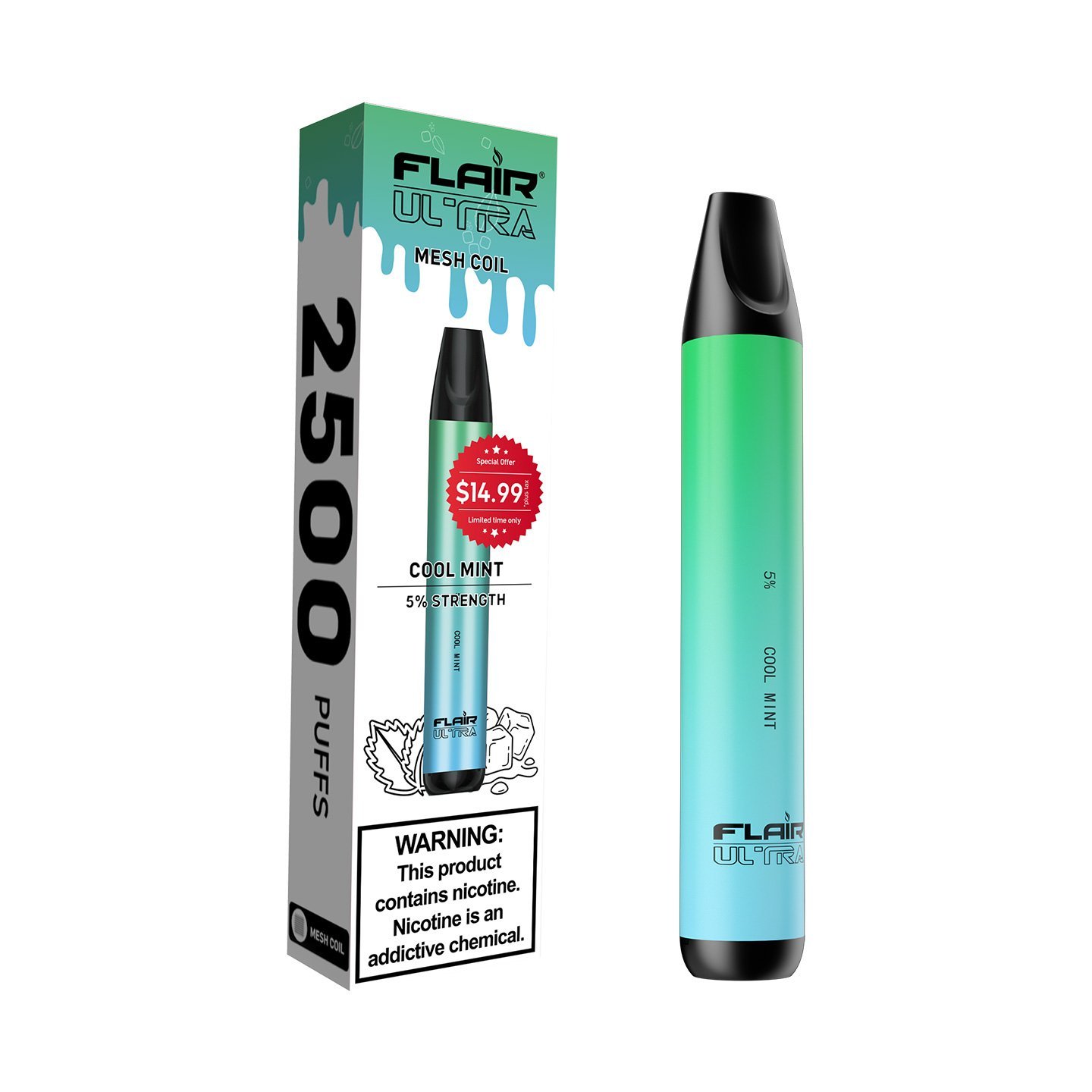 Flair Ultra Disposable Devices (Cool Mint - 2500 Puffs)
