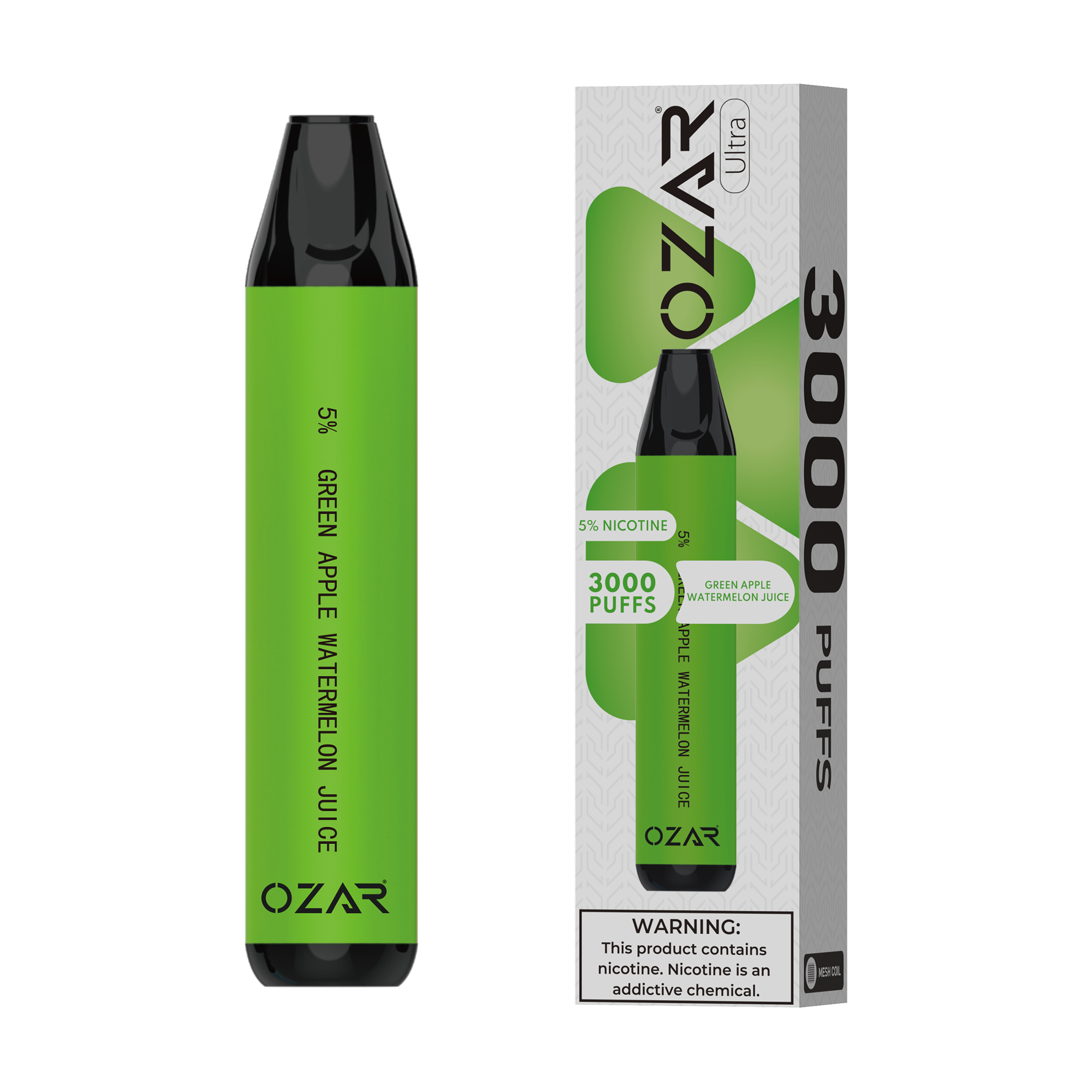 Ozar Ultra Disposable Vape Green Apple Watermelon Juice 3000 Puffs